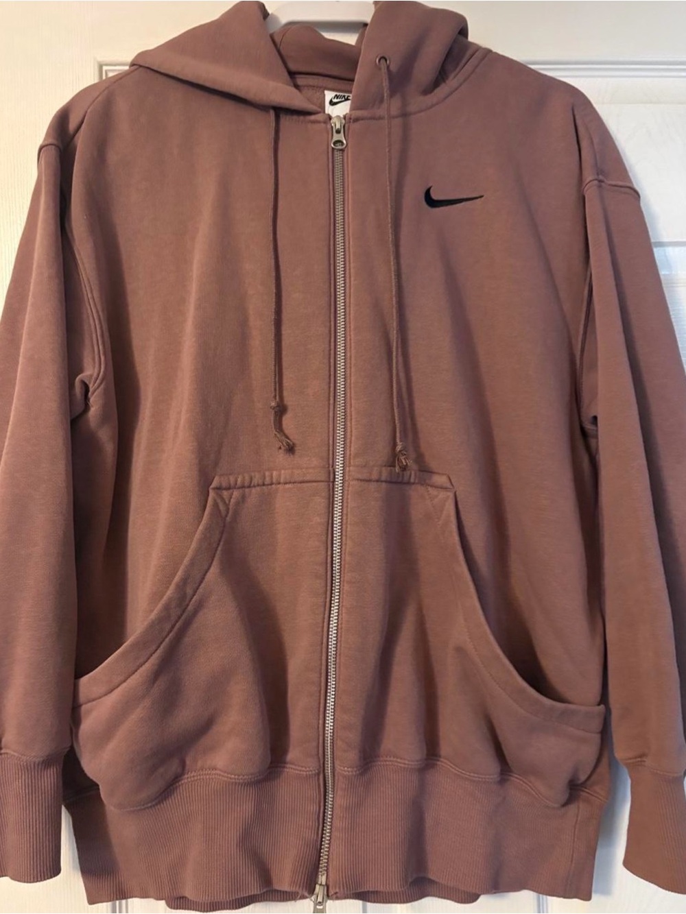 Nike woman’s Dusty Rose Full-Zip Hoodie Jacket, oversized